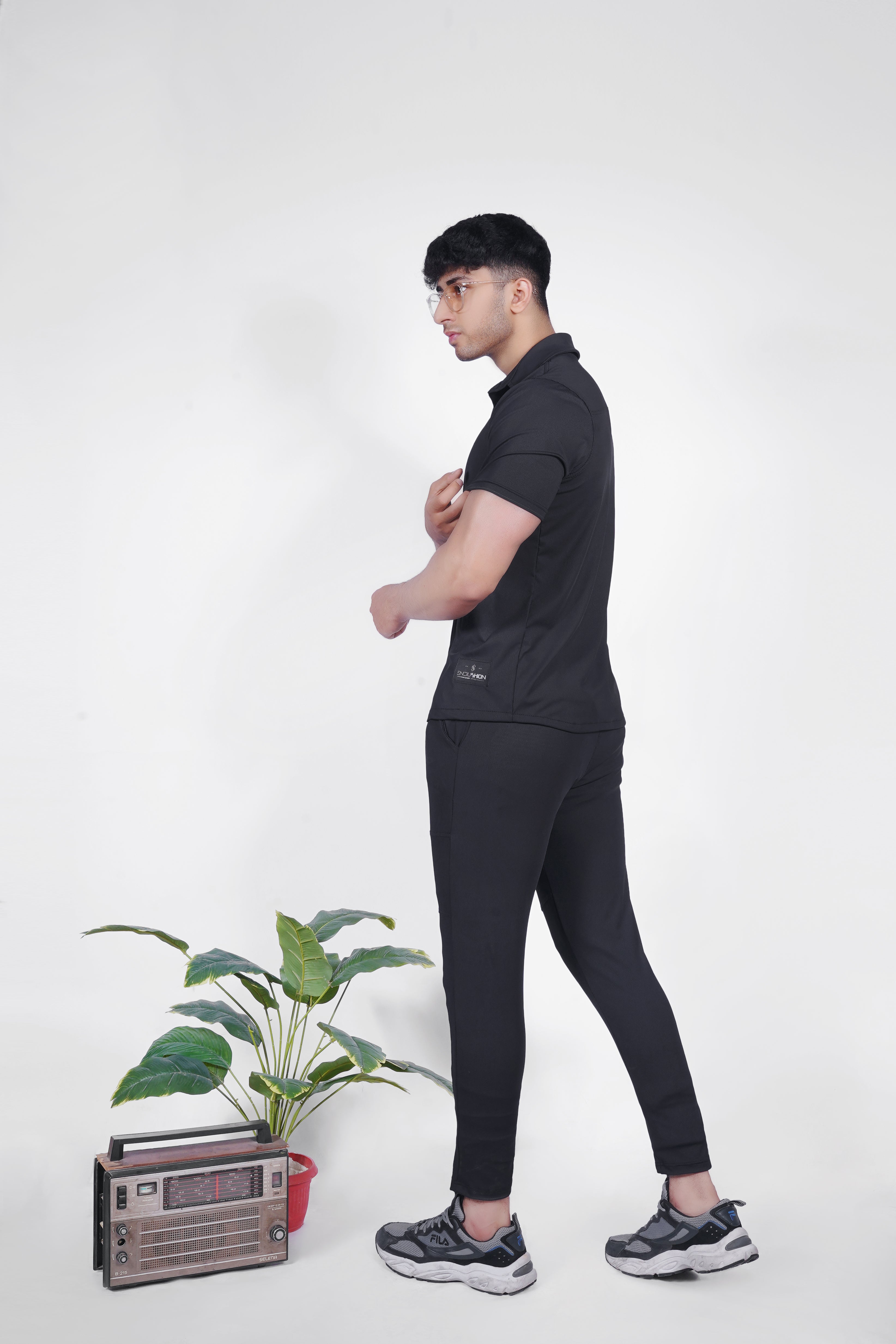 Endushion Fusion Flex Black Tracksuit - Stretchable Blend-Endushion